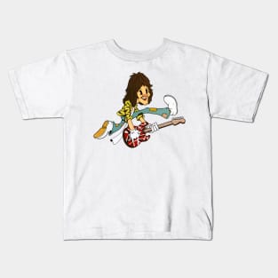 Eddie Van Halen 1930s rubberhose cuphead cartoon style Kids T-Shirt